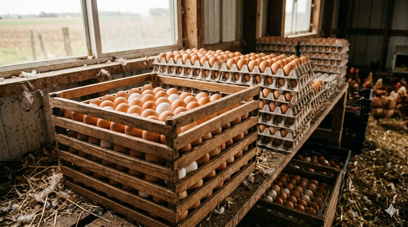 Fresh eggs by the crate
